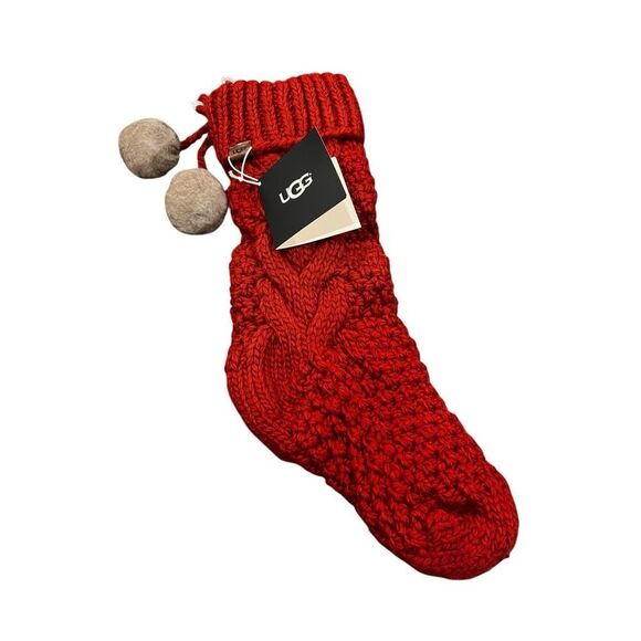 UGG Red Christmas Stocking with Poms - Picture 4 of 6